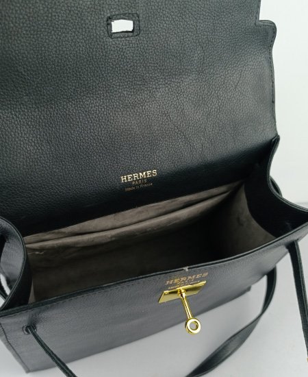 1.1 hermes kelly handbags mate black in original leather 5.jpg