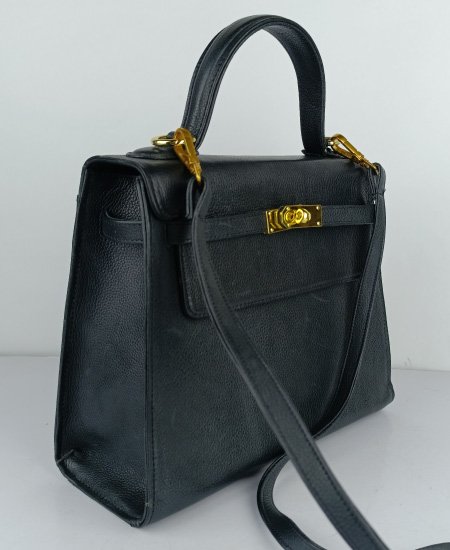 1.1 hermes kelly handbags mate black in original leather.jpg