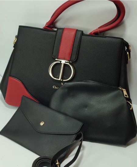 cdior 3pc black ladies handbag aa.jpg