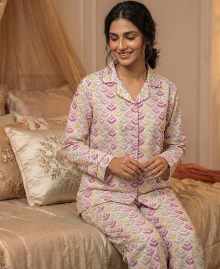 jungle pink leaves pjs womens 2.jpg