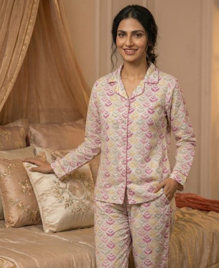 jungle pink leaves pjs womens 3.jpg