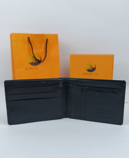 jungle tree black leather wallet dollar size 3.jpg