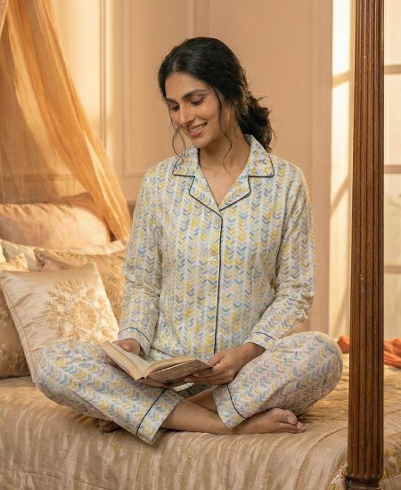 jungle tree blue leaves pjs womens 4.jpg