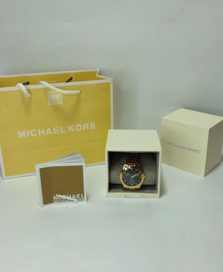 mchl kors black ladies watch mk3205 yellow gold 2.jpg