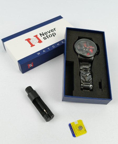 never stop black red wheel mens watch 2.jpg