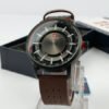 never stop hidden brown leather strap mens watch 2.jpg