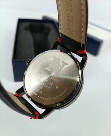 never stop wheel black leather strap mens watch 3.jpg