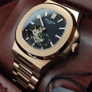 patk phlipe nautilus rose gold black dail watch 1.jpg
