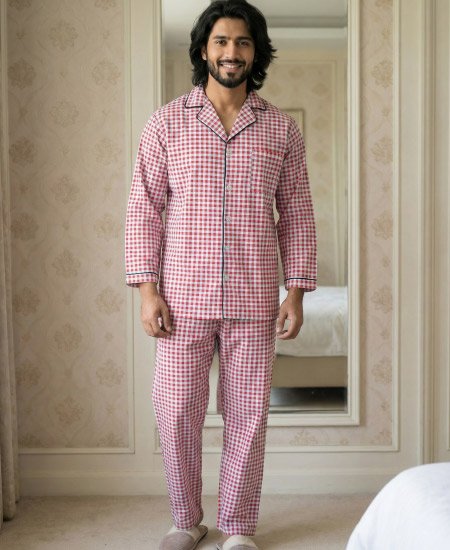 red gray check zara mens night suit.jpg