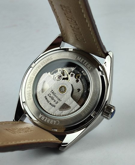 tag heuer carrera calibre 5 brown leather strap watch 3.jpg